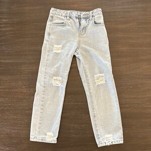 Girls 7 Distressed Look Light Blue Jeans